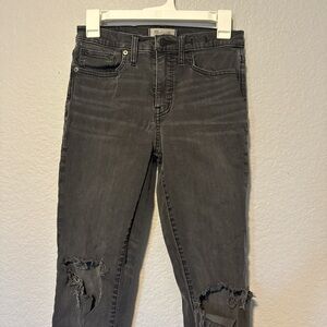 Madewell Charcoal Distressed Ankle Jeans